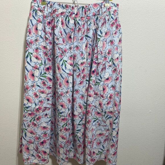 TOMMY HILFIGER Women's Floral Elastic Waist Midi Wear To Work A-Line XL Skirt - Picture 3 of 12